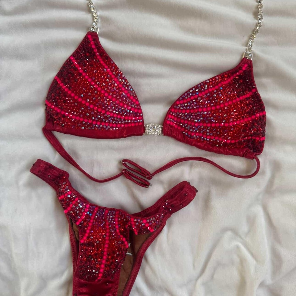 Dazzling Red Rhinestone Bikini Set - image 1